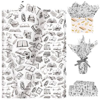 100 Sheets Vintage Books Tissue Paper for Gift Bags Literary Gift Wrap with Vintage Novel Designs for Book Lovers, Readers, and Bookstores, 20"14"