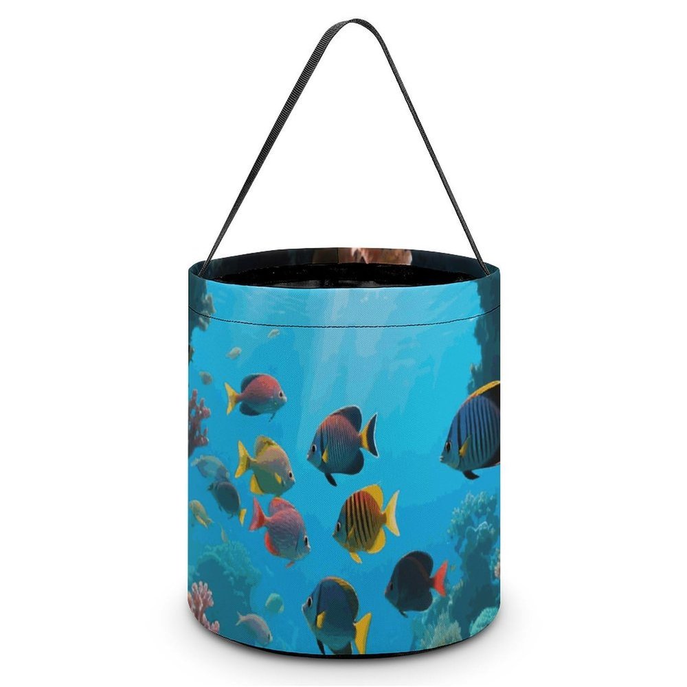 Halloween Trick Or Treat Baskets - Underwater Coral Arch Candy Bucket Tote Bag with Handle for Party Favors