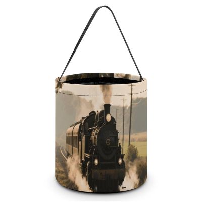 Halloween Trick Or Treat Baskets - Steam Train Candy Bucket Tote Bag with Handle for Party Favors
