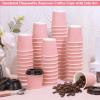 100 4oz Disposable Espresso Cups with Lids Ripple Corrugated Paper Disposable Coffee Cups Cups for Hot Chocolate, Tea, and Cocoa Drinks (Pink) view 2