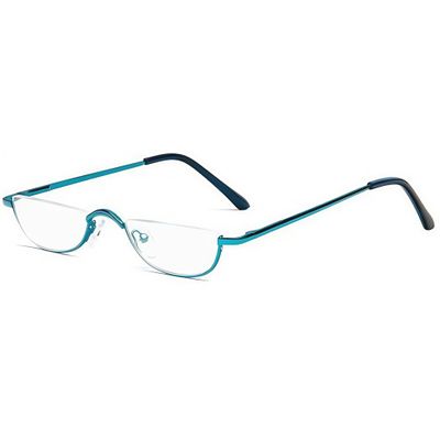 YKHBC Half Reading Glasses Slim Metal Frame Half Rim Readers with Spring Hinge 2025 New for Men Women (Blue,2)