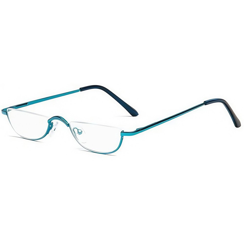 YKHBC Half Reading Glasses Slim Metal Frame Half Rim Readers with Spring Hinge 2025 New for Men Women (Blue,2)