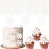 Gyufise 60Pcs Edible Snowflake Cupcake Toppers Winter Cupcake Picks Snowflake Wafer Paper Winter Frozen Theme Baby Shower Kids Birthday Cake Decorations Party Supplies White view 1