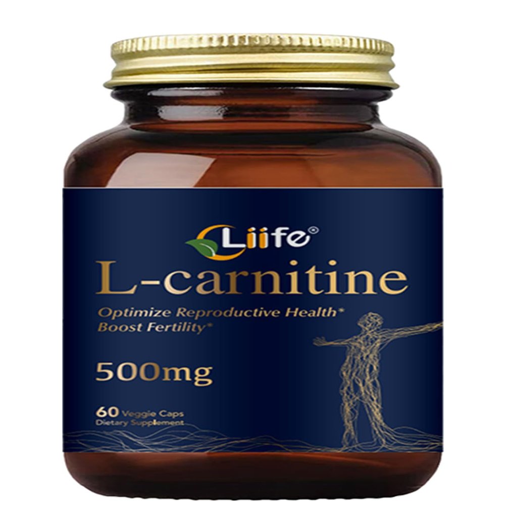 LIIFE L-Carnitine with Folic Acid (Vitamin B9) and Vitamin C,500 mg, 60 Capsules,Supports Healthy Fetal Development, Cardiovascular Function* - Metabolism & Reproductive Health Support*
