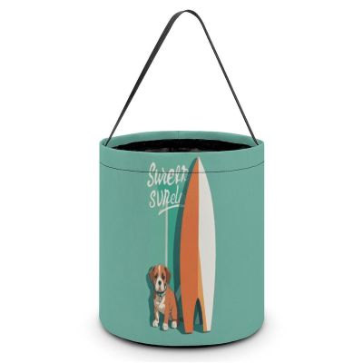 GFLFMXZW Halloween Trick Or Treat Bags Surfboard And Puppy Patterns Halloween Candy Basket with Handles Portable Collapsible Goodie Gift Bags Reusable Halloween Tote Bag for Party Favor Supplies