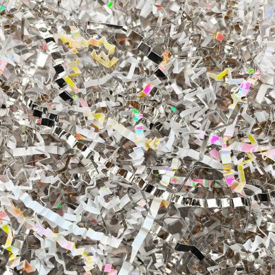 2LB Silver&Colorful White Crinkle Cut Paper Shred Filler, Paper Shreds for Basket Fillers, Birthday, Gift Wrapping, Anniversary, Wedding, Graduation, Thanksgiving, Christmas Gift Decor Party Filler