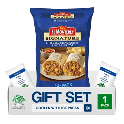 Salutem Vita Shredded Steak Cheese Rice Burritos, Frozen Meal Gift Set, 57,6 oz Pack of 1