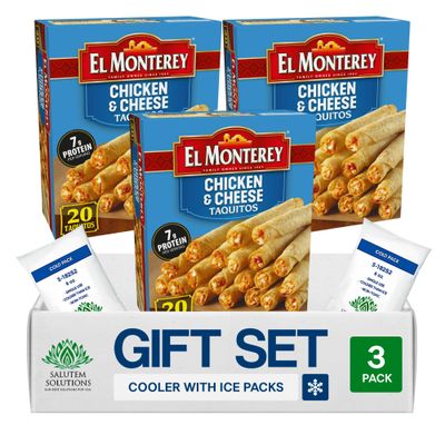 Salutem Vita Chicken & Cheese Flour Taquitos, Frozen Snack Gift Set, 20 oz Pack of 3