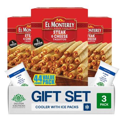 Salutem Vita Steak & Cheese Flour Taquitos, Frozen Snack Gift Set, 44 oz Pack of 3