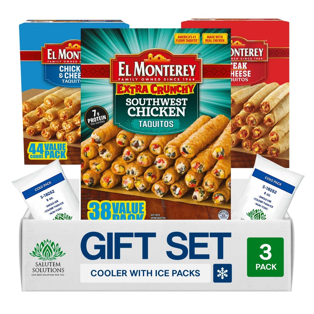Salutem Vita Extra Crunchy Southwest Chicken Taquitos, Gift Set, 44 oz Pack of 3