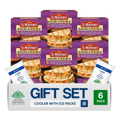 Salutem Vita Chicken Monterey Jack Cheese Grilled Quesadillas, Frozen Meal Gift Set:, 20 oz Pack of 6
