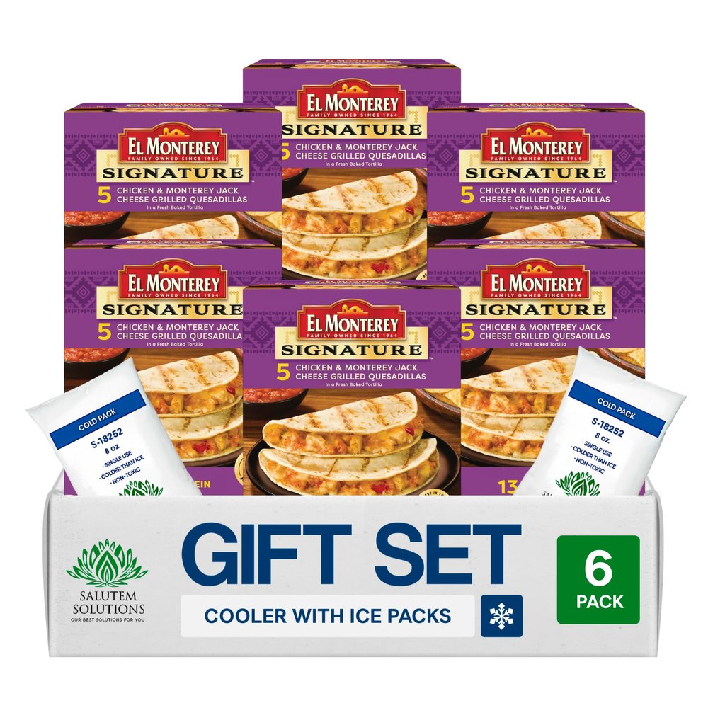 Salutem Vita Chicken Monterey Jack Cheese Grilled Quesadillas, Frozen Meal Gift Set:, 20 oz Pack of 6
