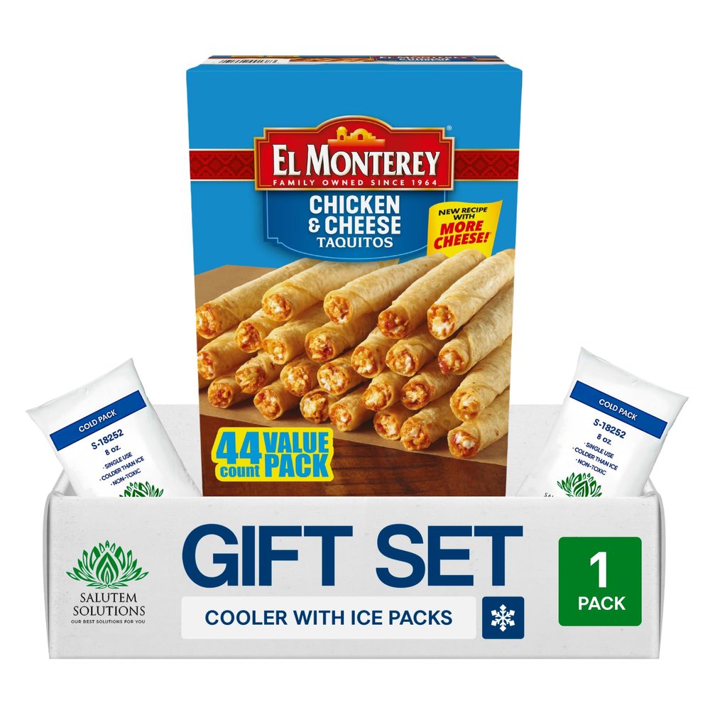 Salutem Vita Mexican Chicken Breast and Cheese Flour Taquitos, Cook and Ready To Serve Frozen Gift Set, 44 oz Pack of 1