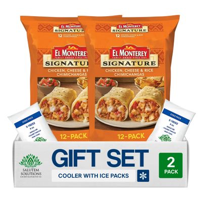 Salutem Vita Chicken Cheese Rice Chimichangas, Frozen Mexican Food Gift Set, 54 oz Pack of 2