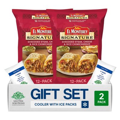 Salutem Vita Shredded Steak Cheese Rice Chimichangas, Frozen Gift Set:, 54 oz Pack of 2