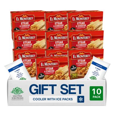 Salutem Vita Frozen Steak and Cheese Taquitos, Gift Set, 20 oz Pack of 10