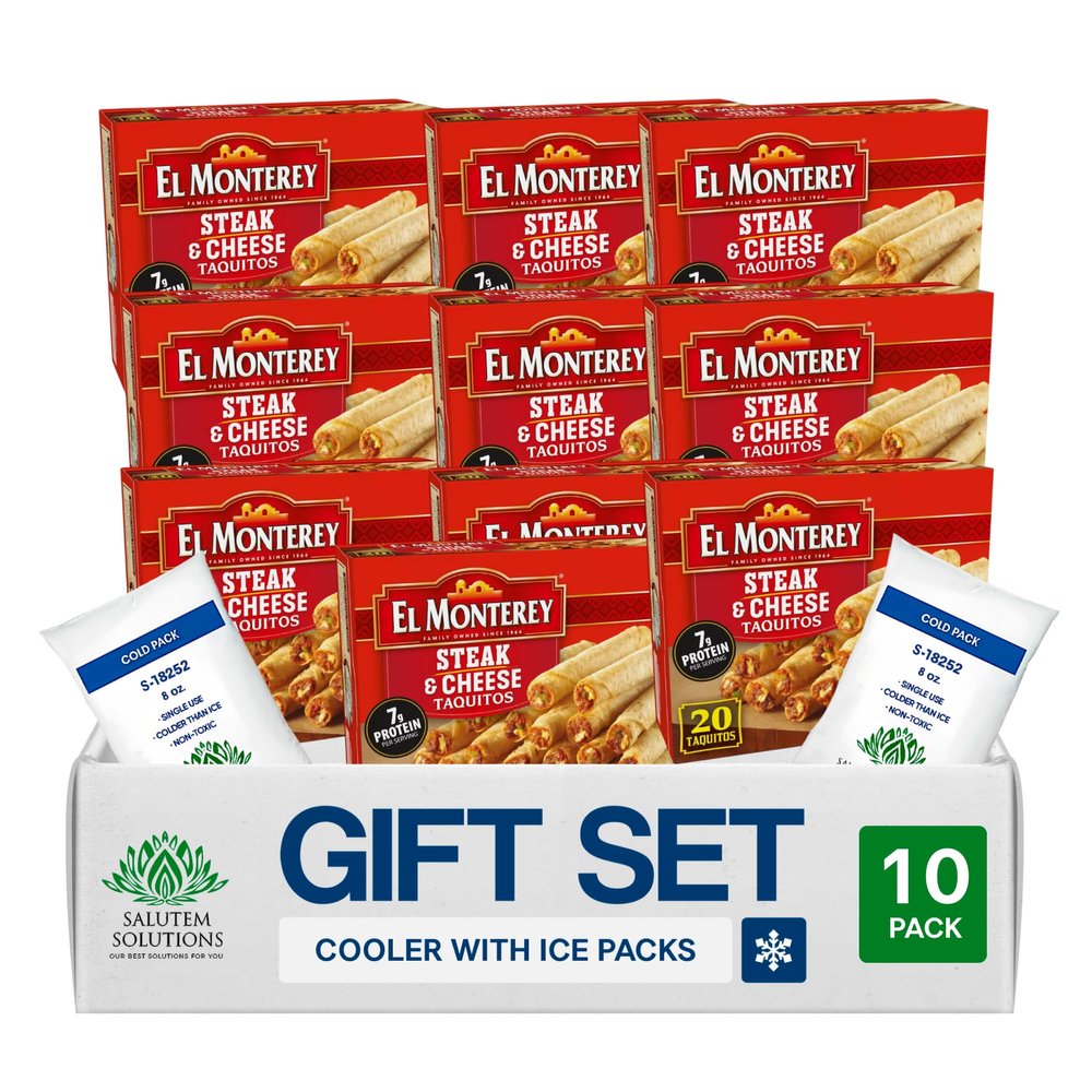 Salutem Vita Frozen Steak and Cheese Taquitos, Gift Set, 20 oz Pack of 10
