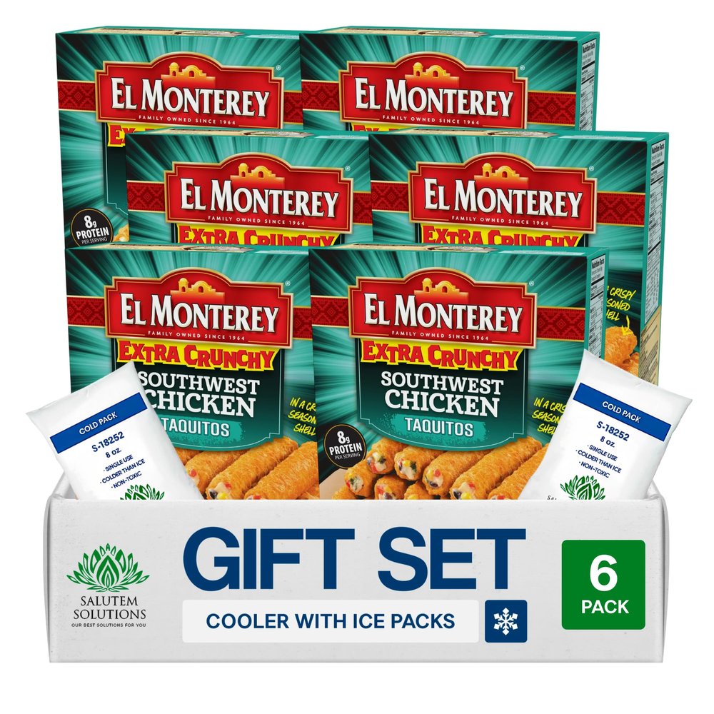 Salutem Vita Extra Crunchy Southwest Chicken Taquitos, Frozen Snack Gift Set:, 21 oz Pack of 6