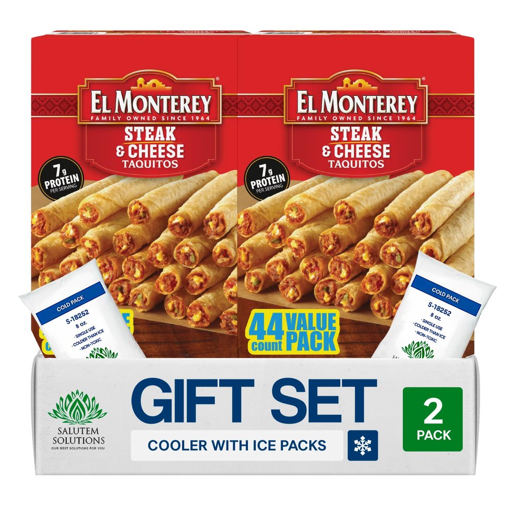 Salutem Vita Steak & Cheese Flour Taquitos, Frozen Snack Gift Set, 44 oz Pack of 2