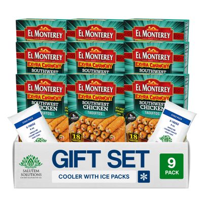 Salutem Vita Extra Crunchy Southwest Chicken Taquitos, Frozen Snack Gift Set:, 21 oz Pack of 10