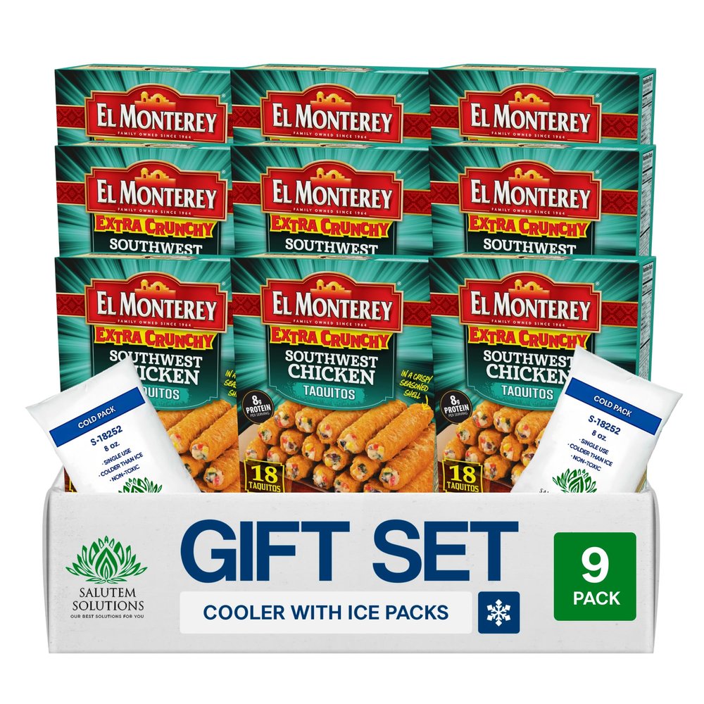 Salutem Vita Extra Crunchy Southwest Chicken Taquitos, Frozen Snack Gift Set:, 21 oz Pack of 10