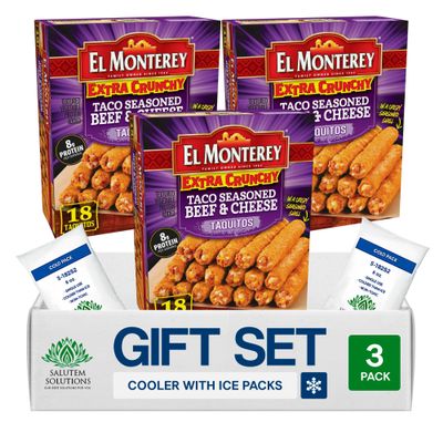 Salutem Vita Extra Crunchy Taco Seasoned Beef & Cheese Taquitos, Gift Set:, 20,7 oz Pack of 3