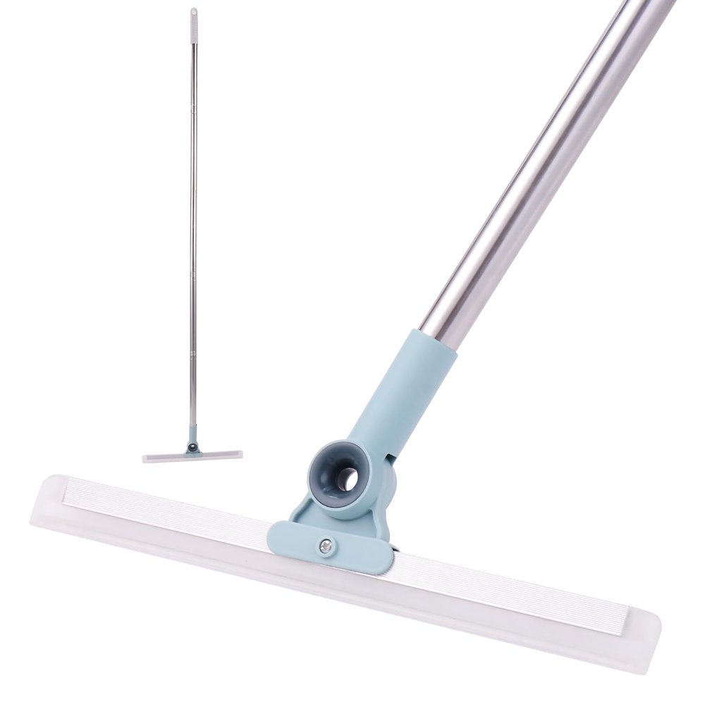 Floor Squeegee for Concrete Floor - 59in Long Handle Heavy Duty 180Adjustable Head Multifunction Magic Broom for Tile Shower Bathroom Cleaning