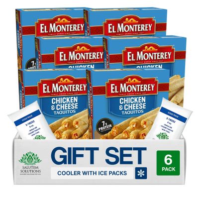 Salutem Vita Chicken & Cheese Flour Taquitos, Frozen Snack Gift Set, 20 oz Pack of 6