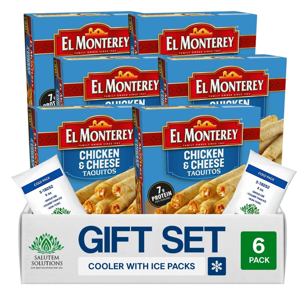 Salutem Vita Chicken & Cheese Flour Taquitos, Frozen Snack Gift Set, 20 oz Pack of 6