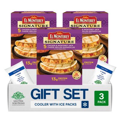 Salutem Vita Chicken Monterey Jack Cheese Grilled Quesadillas, Frozen Meal Gift Set:, 20 oz Pack of 3