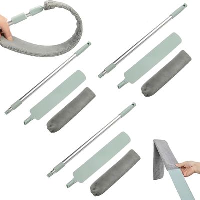 2026 New Retractable Gap dust Cleaning Artifact,with 3 Microfiber Dusting Cloths,Extendable Washable Duster,Removable Head Reusable for Hard-to-Reach Areas Home Kitchen Car (3PCS)