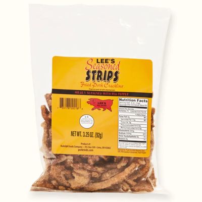Lees Red Pepper Seasoned Pork Cracklin Strips Authentic Southern Crunch 3.25oz (3-Pack)