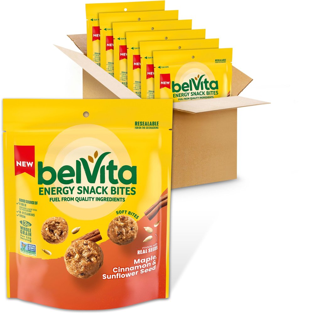 belVita Energy Snack Bites, Maple, Cinnamon and Sunflower Seed, 6-5 oz Bags