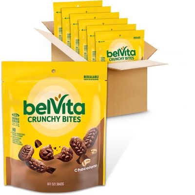 belVita Bite Size Snacks, Chocolate Crunchy Bites, 6-5 oz Bags