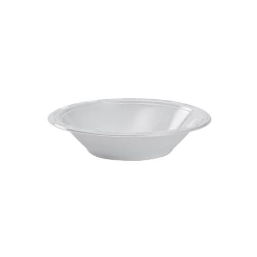 15 oz White Plastic Round Bowl Durable Disposable Serving Bowls for Salads, Snacks, Desserts, Appetizers, Soups, Side Dishes, Parties, Events, Catering, Buffets, and Outdoor Gatherings (24)