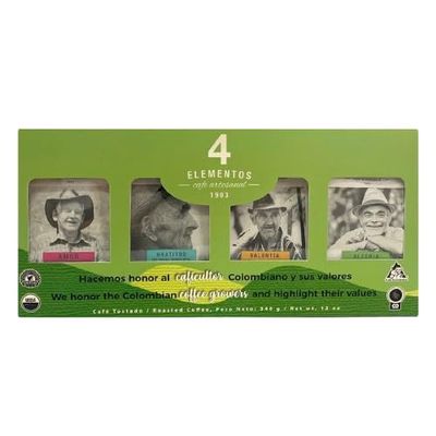 4 Elements | Ground Coffee Pack of 4, 11.99 Oz total, organic, sustainable, single origin, hand-roasted, premium quality
