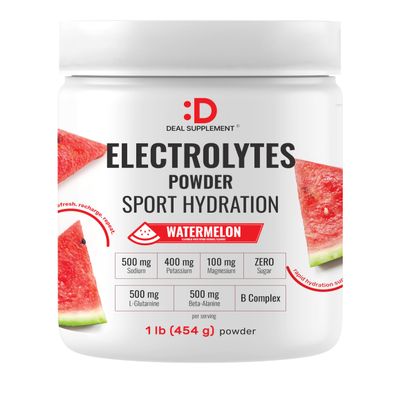 DEAL SUPPLEMENT Daily Electrolyte Hydration Powder Sugar Free Drink Mix Watermelon Flavor 45 Servings Balanced Formula with Potassium, Magnesium, B Vitamins, Glutamine & BetaAlanine*