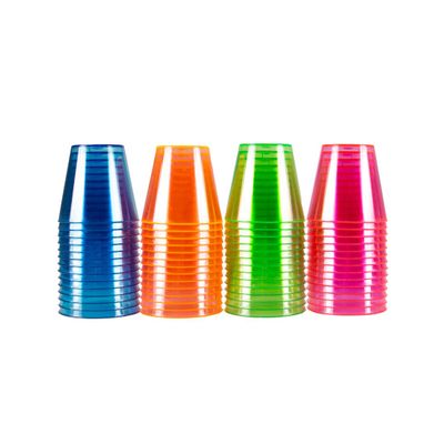 EcoQuality 2 oz Mix Neon Plastic Tumblers Disposable Mini Bright Colored Party Cups for Shots, Beverages, Events, Parties, and Celebrations (60)