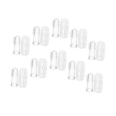 SOESFOUFU 10 Sets Finger Toothbrushes with Transparent Cases Soft Silicone Oral Massagers Ergonomic Finger Covers for Gentle Teething Cleaning and Cavity Prevention Training