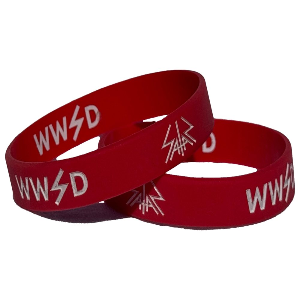 What Would Satan Do (WWSD) Silicone Wristband, Red and White, 2-Pack LIMITED EDITION (200 Run)