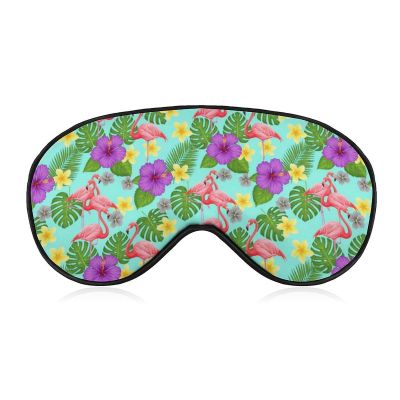 Adults Blackout Eye Cover, Sleep Mask Easy to Clean, Soft Colorful Flowers Palm Leaf Flamingo Night Blindfold for Home Travel Airplane Accessories