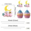 10 PCS Cloud Moon Cupcake Toppers Plush Little Star Cupcake Toppers Clouds Moon Party Decorations with Stars for Moon Clouds Star Theme Baby Shower Birthday Wedding Party Decorations Supplies Pink view 2
