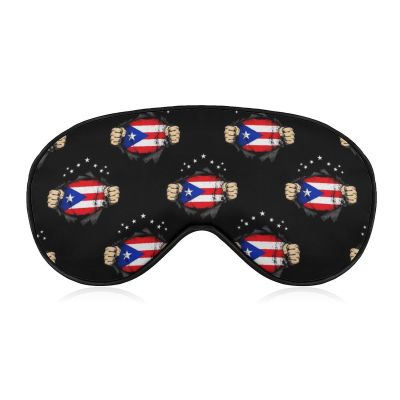 Adults Blackout Eye Cover, Sleep Mask Easy to Clean, Soft American Puerto Rico Flag Pull Apart Black Night Blindfold for Home Travel Airplane Accessories