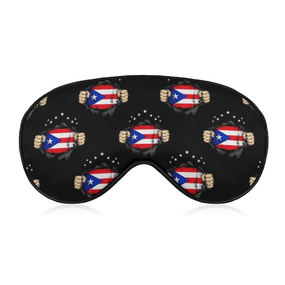 Adults Blackout Eye Cover, Sleep Mask Easy to Clean, Soft American Puerto Rico Flag Pull Apart Black Night Blindfold for Home Travel Airplane Accessories