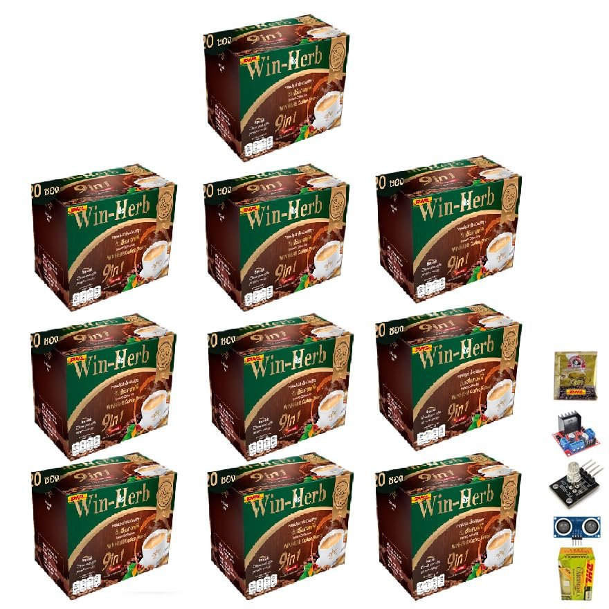300 grams (20 Sachets) Roasted Snack Delicious Mellow Intense Win-Herb Coffee Mix Healthy 9 in 1 Arabica Set 10 By Beautygoodshop [Get Free For You Beauty Gifts]