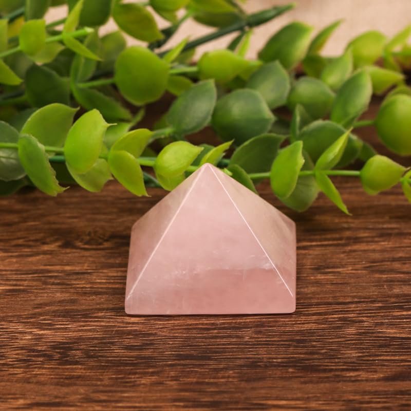 1.575 Inch Natural Crystal Pyramid, 1pc Healing Crystal Pyramid for Energy Balancing, Meditation, Home Decor (Assorted Crystals) (Rose Quartz)
