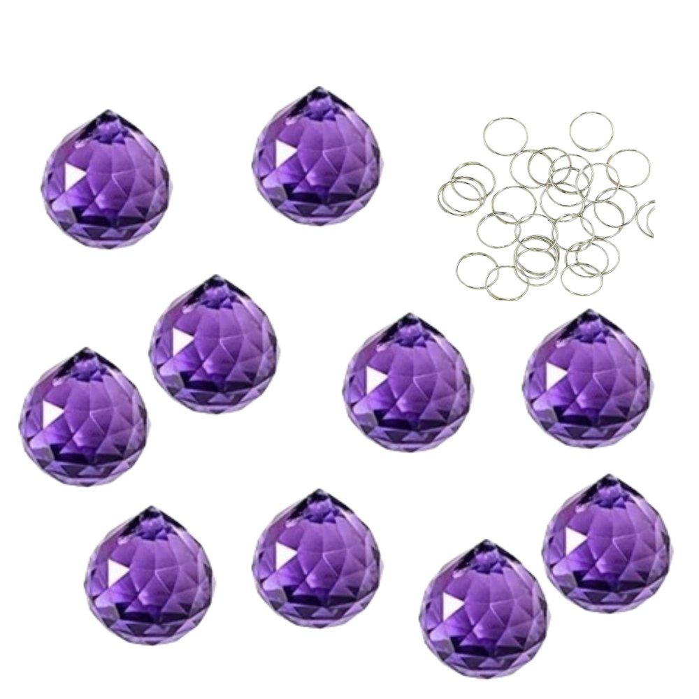 10pcs 0.78in 20mm Window Prism Chandelier Crystals Replacement Prisms Hanging Crystals for Chandeliers Catcher for Suncatchers Crystal Prism for Homecoming Supplies (10, Dark Purple, Small)