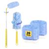 360 Duster Refills Compatible for Swiffer Duster, 20-Pack Heavy Duty Dusting Kit with 1 Extended Handle 3FT + 1 Short Handle, Multi-Surface Cleaning Kit for Ceiling Fans, Bookshelf, Blinds, Furniture view 1