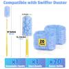 360 Duster Refills Compatible for Swiffer Duster, 20-Pack Heavy Duty Dusting Kit with 1 Extended Handle 3FT + 1 Short Handle, Multi-Surface Cleaning Kit for Ceiling Fans, Bookshelf, Blinds, Furniture view 4