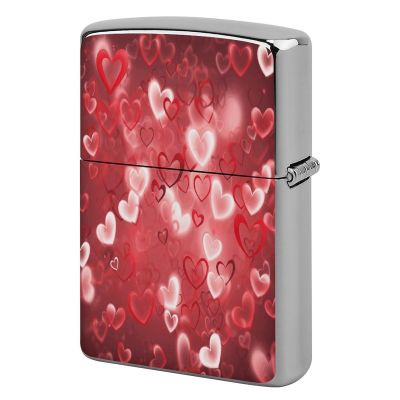 Lighter Cases, Love Heart Print Metal Lighter Case Reusable Lighter Sleeve